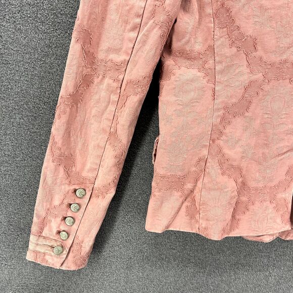 Free People Jacket Womens Small Pink James Jacquard Military Blazer - Picture 16 of 16